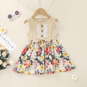 Girl Dresses Junior Bridesmaid For Girls Size 7 - 16 Suspender Baby Kid Princess Bow Splice Ribbed Toddler Cotton Dress 4t