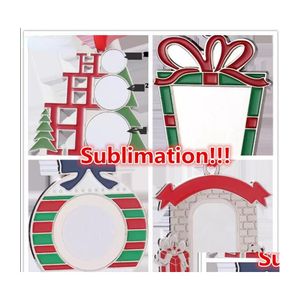 Christmas Decorations Ups Sublimation White Blank Metal Heat Transfer Santa Claus Pendant Diy Tree Ornaments Gifts 2023 Drop Deliver Dhygj