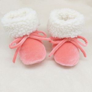 First Walkers 0-12M Custom Handmade Winter Plus Velvet Thickening Lace Up Princess Baby Girl Keep Warm Soft Soled Lovely Prewalkers 230114