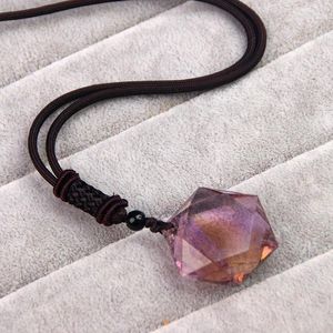 Pendant Necklaces Original Natural Crystal With A Six-mount Star Sweater Necklace Purple And Yellow Large Satellite