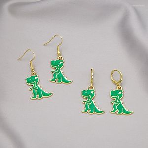 Dangle Earrings Fashion Cartoon Funny Student Dinosaur Female High Quality Resin Green Cute Children's Birthday Gifts