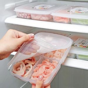 Storage Bottles 3pcs 4 Grids Food Box With Compartment Refrigerator Onion Ginger Crisper Organizers Kitchen Sub-Packed Sealed