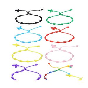 Charm Bracelets Colorf 7 Knots String For Protection Good Luck Amet Success Prosperity Handmade Rope Bracelet Lucky Bangles Drop Del Otuqy