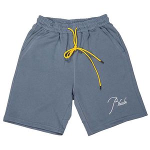 Rhude Cotton Shorts High Street Terry 자수 캐주얼 스포츠 남성 및 여성 Capris 6eox 9QPE