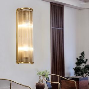 Lampy podłogowe wszystkie miedziane światło luksusowa amerykańska ściana LED na salon sypialnia sypialnia nocna korytarz korytarza ozdobne lampy dekoracyjne