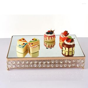 Plates 1Pc Vintage Glass Mirror Cake Stand DIY Desktop Decorative Dessert Display Tray For Wedding Birthday Party