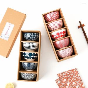 Skålar japansk stil keramisk ris skål underglasera färg mikrovågsugn kreativ personlighet hushåll liten presentförpackning