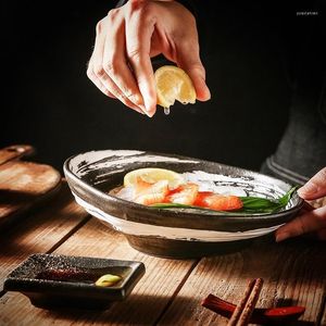 Пластины Творческая керамическая тарелка ручной работы на рабочем столе ужин японский суши суши сашими холодную лапшу Домашняя кухонная посуда посуда