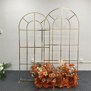 Party Decoration Shiny Gold Wedding Balloon Flower Arch Frame Metal Birthday Gilded Background Irregular Shape Stand