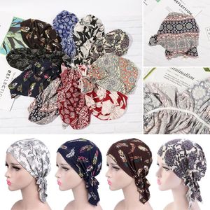 Bandanas Summer Winter Women Flower Muslim Ruffle Cancer Chemo Hat Fashion Beanie Scarf Turban Head Wrap Cap Printed Headwear Lady Hats