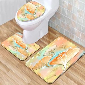 Teppiche 3-teiliger Toilettensitzteppich Linienmuster Bodenmatte Sanitär Rutschfester Teppich Eintrag Fot Pad