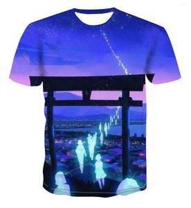 남자 T 셔츠 애니메이션 애니메이션 3D 유령 / 풍경 창조적 인 미술 디자인 짧은 슬리브와 거리 스타일을위한 화려한 재미있는 티셔츠