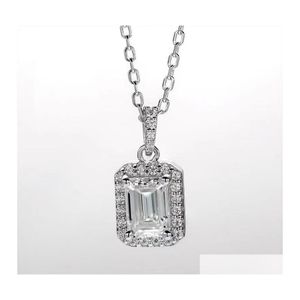 Pendant Necklaces Trendy 5X7Mm D Color Vvs1 Emerald Cut Moissanite Necklace 925 Sterling Sier Plated 18K Gold Charm Women Jewelry Dr Dhuns