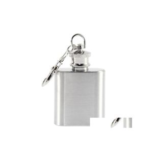 Hip Flasks 1Oz Mini Flask Portable Liquor Wine Pot Stainless Steel Metal Travel Whiskey Bottle With Keychain Drop Delivery Home Gard Dhkky