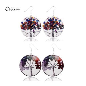 Charm Fashion Tree Of Life Printed Leather Earrings Ethnic Dangle Hanging Boho Pendant For Women Jewelry Drop Delivery Otyih