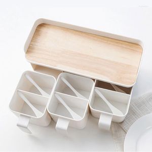 Lagringsflaskor 045 Simple Spice Rack Kitchen Three Six Small Comple Säsong Box Container Clactiment Jar Cooking Tool
