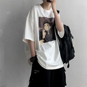 Men's T Shirts 2023 Fashion Anime Print Clothes Korean Couple T-Shirts Kpop Men Clothing Ulzzang Oversized Shirt Printed Short Sleeves Male