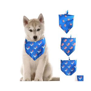 Apparena dla psów Bandanas American Flag Scarfs Niepodległość DZIEŃ BIBS 4th of Jy Pet Costume Akcesoria dla średnich dużych psów Droper Dhib7
