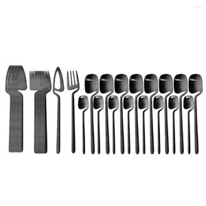 Zestawy sztućców Jankng Matte Black Setlery 16/24/32pcs ze stali nierdzewnej Stali Staliwa Fork Spoon Silverware Kitchen Strewa