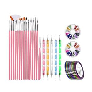 Nail Brushes Colors Pink White Black Dotting Pen Stripping Tape Line Brush For Manicure Gel Art Tools