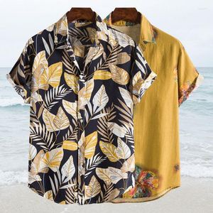 Camisetas masculinas 2023 Moda de verão masculino de manga curta Hawaiian Floral solto Baggy Casual Print Beach Tops para homens plus size