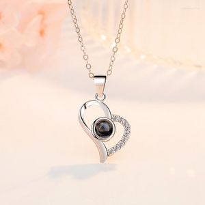 Pendant Necklaces European And American Ins Style I Love You Choker Necklace Heart Clavicle Chain Women Girl Friend Ladies Gifts