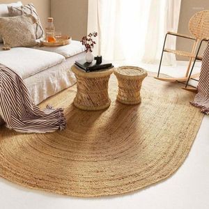 Teppiche Teppich aus gewebter Jute, wendbar, für Zuhause, oval, Naturbereich, Teppiche, Laufen, Outdoor, Stoffmatte