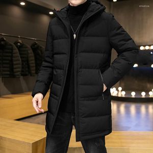 Men's Down Winter Long Mens Jacket Fashion Casual Hooded Coat Plus Size 90% White Duck Male Clothing