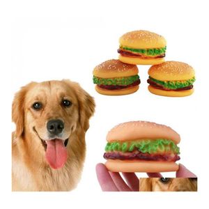 Hundespielzeug Kauspielzeug Haustier Kauspiel PVC Hamburger Katze Welpentraining Sound Quietscher Gemüse Hühnerfutter Spielzeug Quietschende Haustiere liefert Drop Dhhlh