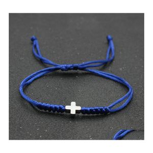 Charm Armband Fashion Cross Armband Lucky Red Rope flätad justerbar sträng Kristen par Friendship Jewelry Drop Delivery Otnt2