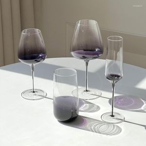 Wine Glasses Mediaeval Vintage Champagne Glass Cup Purple Gradient Color Goblet Lever Retro Original Design Drinkware