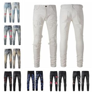 Kleidung, heiße Marineblaue Jeans, Vaqueros Montana, Männer und Frauen, Panther-Druck, Armeegrün, lang, Distressed-Baumwolle, Kaninchen-Aufkleber, Stickerei, schmaler Denim, gerader Biker