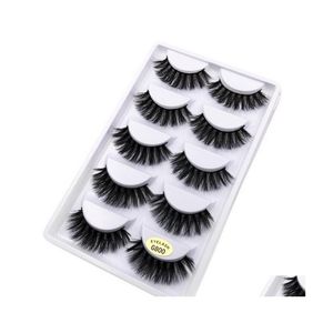 Ciglia finte 5 paia di ciglia di visone 3D ciglia morbide e spesse G800 incrociate alate naturali lunghe senza caduta trucco all'ingrosso lash drop Dh7Gy