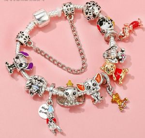 925 Sterling Silver Charm Bead Fit European Charm Armelets Bangle For Women Cartoon Cat Bear Tiger Scarecrow Dangle Charm P￤rlor Snake Chain Fashion Jewelry