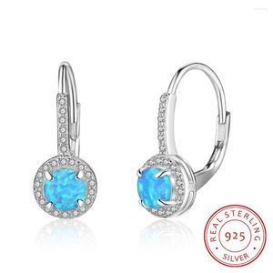 Hoop Earrings Cubic Zirconia 925 Sterling Silver Synthetic Opal Jewelry
