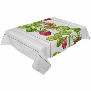 Tovaglia Primavera Pianta Frutta Fragola Venatura del legno Vacanze Decorazioni di nozze Tovaglia rotonda impermeabile Copertura per feste domestiche