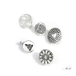 Charms Heart Love Charm Pendant Steel Color Metal Black Word för DIY Jewelry Making Supplies Fashion Flower Formknappar DROP DELIV OTL3S