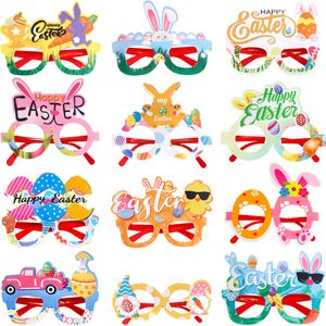 1pc Occhiali di Pasqua in feltro Simpatico coniglietto di Pasqua Uovo di carta Occhiali da vista Cornice Buona festa di Pasqua Foto Stand Prop Regalo per bambini Favore di coniglio CPA5998 ss0119