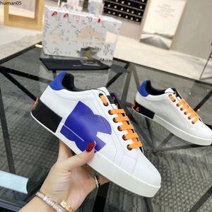 Lady Flat Casual Shoes Womens Travel Leather Lace-Up Sneaker Cowhide Fashion Letters Woman White Brown Shoe Platform Men Gym Sneakers HM051180