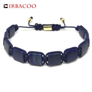 Braccialetti con ciondoli Bracciale da uomo di lusso IRBACOO Perline blu nere Macrame di lapislazzuli naturale con filo di nylon per regalo di gioielli