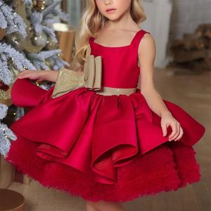 Colhop rosa vestidos de menina de flores ￠ m￣o Flores feitas tule tulle garotas casamento casamento luxuoso comunh￣o vestido vestido de vestido de festa de festas de festas