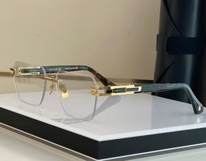 Rimless fyrkantiga glasögon glasögon för män guld optiska glas ramar transparent lins mode solglasögon ramar med låda