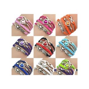 Charm armband mode oändlighet älskar hjärtpärlor för kvinnor män cupids pil flätad läderkedja wrap bangle handgjorda smycken i ot6rs