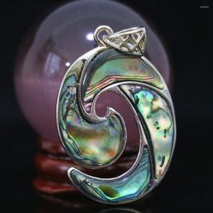 Pendant Necklaces Natural Ocean Abalone Shell 28x37mm Oval Spiral Charms Jewelry B1124