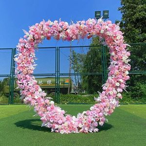 Party Decoration Wedding Heart Shaped Arch 2.0x2.0M Metal Birthday Background Decor DIY Garden Balloon Flower Stand Gold White