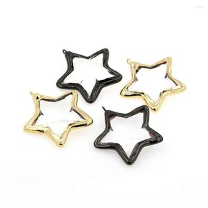 Pendant Necklaces Pentagonal Glass Crystal Pendants With Black And Gold Plated Edges Are Suitable For Necklace Jewelry Making