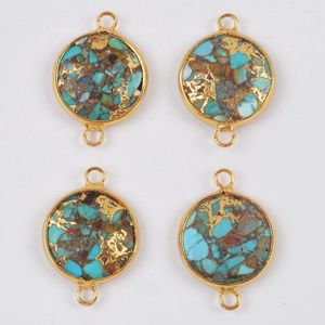 Pendant Necklaces BOROSA 5PCS Fashion Gold Plated Round Copper Turquoise Faceted Connector For Necklace Handmade Jewelry G2009