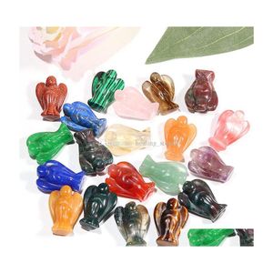 Stone 20mm Custom Casted Little Decoration Angel Staty Natural Quartz Crystal Crafts Guardian Figurer Statyer Drop Delivery Jewelr Dhtzl