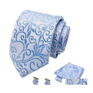 Cravatta Set Affari Per Uomo Cravatte Di Seta Puntini Cravatta Scozzese Gemelli Accessori Moda Da Sposa 145Cm Consegna Di Goccia Otqd2