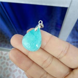 Pendant Necklaces Free Drop Genuine Natural Green Amazonite Gems Stone Water Women Necklace Charm Teardrop 23 18 8mm